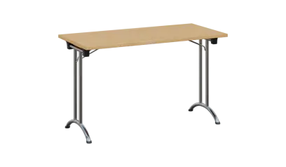 SLC 125 chrom skládací jednací stůl 1250x600, deska 25 mm, podnož chrom, deska javor horský